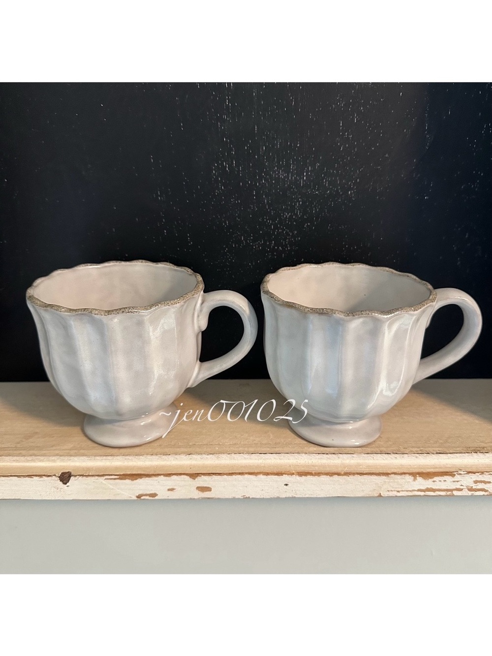 2pc 12oz Scalloped Edge Ceramic Mug with Foot Sour Cream- Hearth & Hand Magnolia - Picture 12 of 12